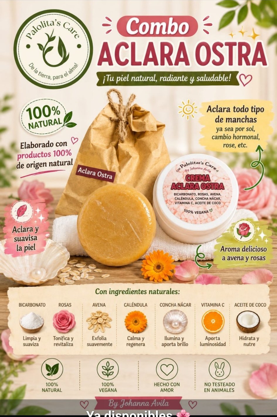 Combo Aclara Ostra: jabón + crema nocturna